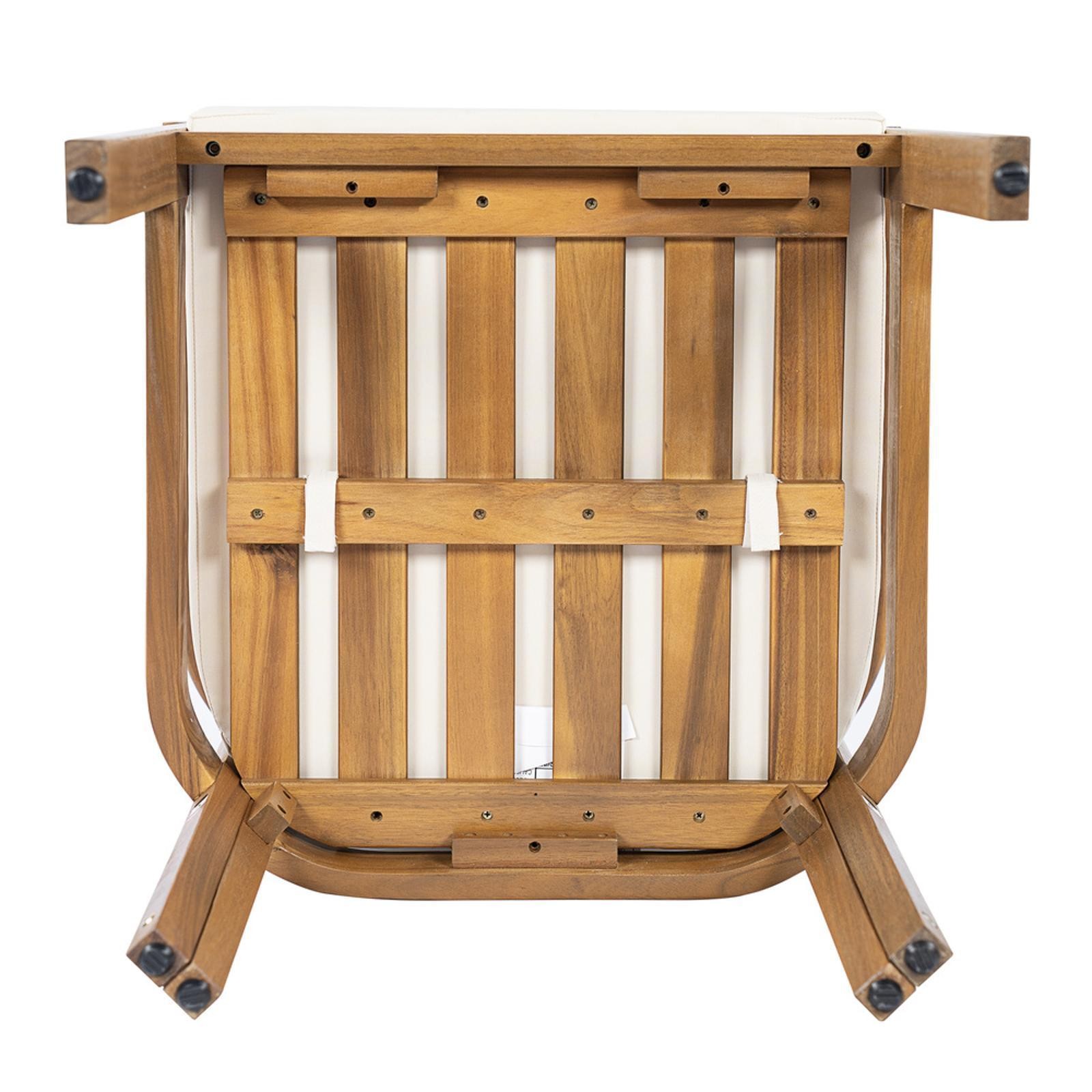 Contemporary Patio Dining Chair Pair, Acacia Wood Frame, Teak Finish, Arched