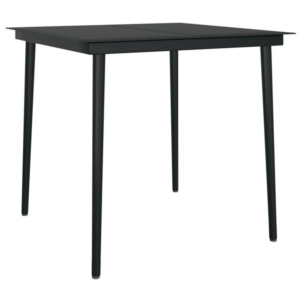Bowery Hill Contemporary Garden Dining Set in Black and Cream White