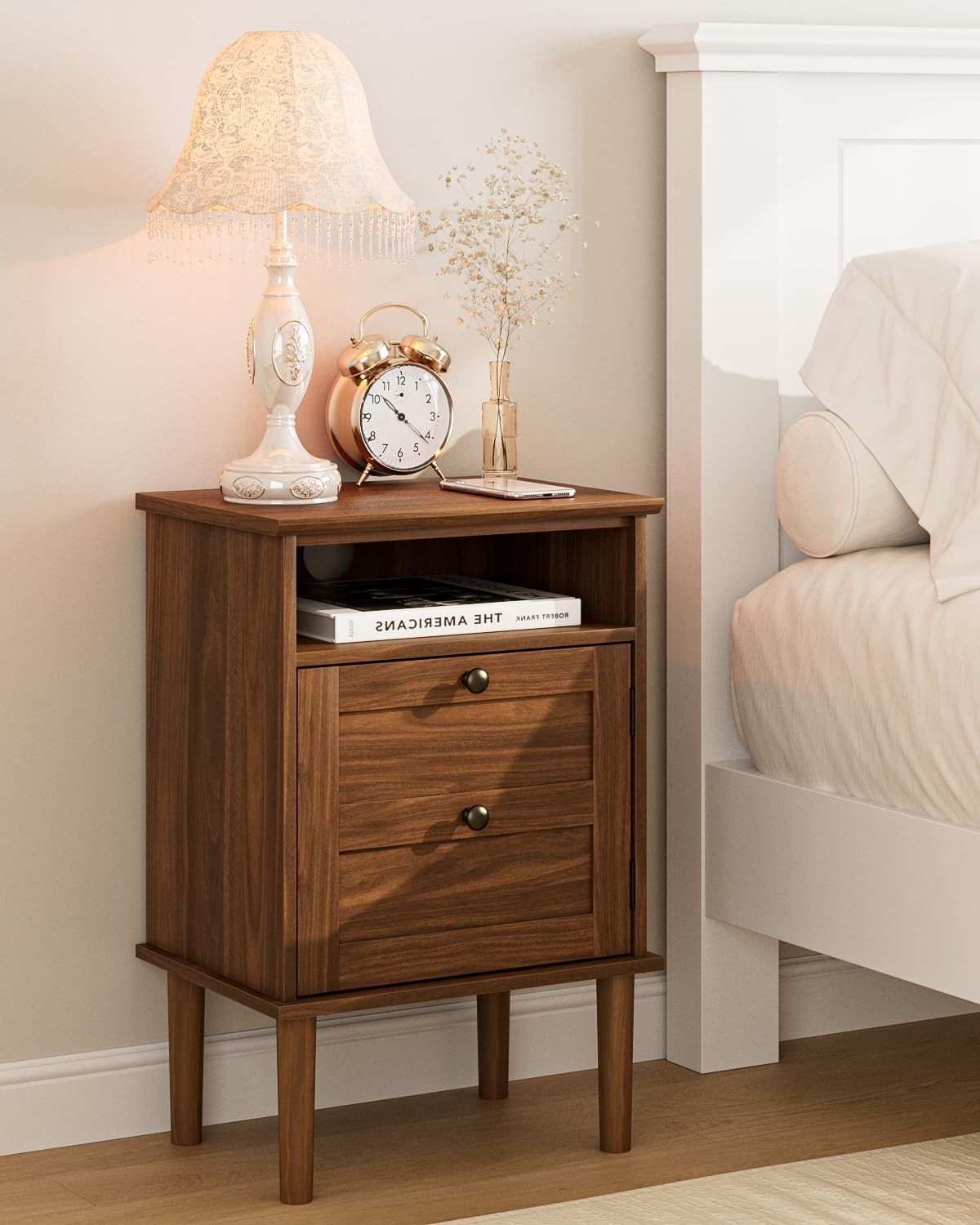Nightstand, Boho Night Stand with 1 Der, Modern Side Accent Table with