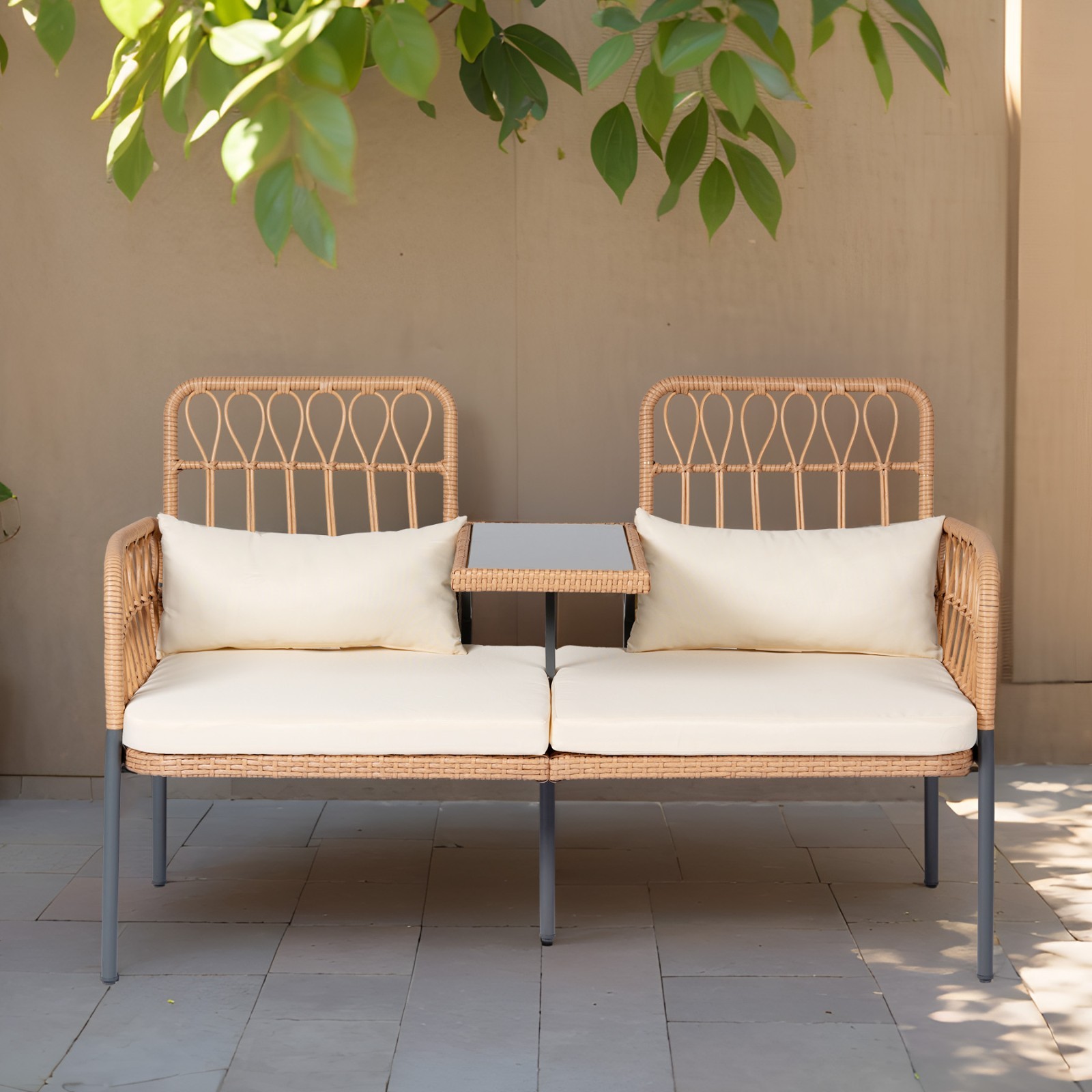 Outdoor Rattan Patio Set Outdoor Rattan Loveseat with Table Contemporary