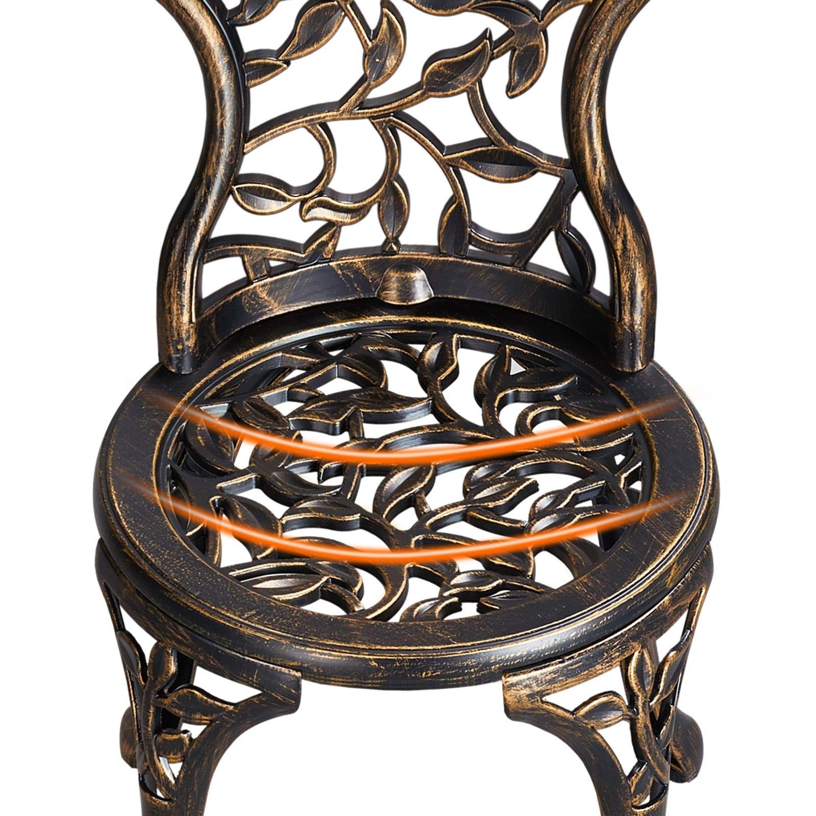 3Pcs Bistro Set, Garden Round Table w/Chairs, Antique Outdoor Patio Furniture