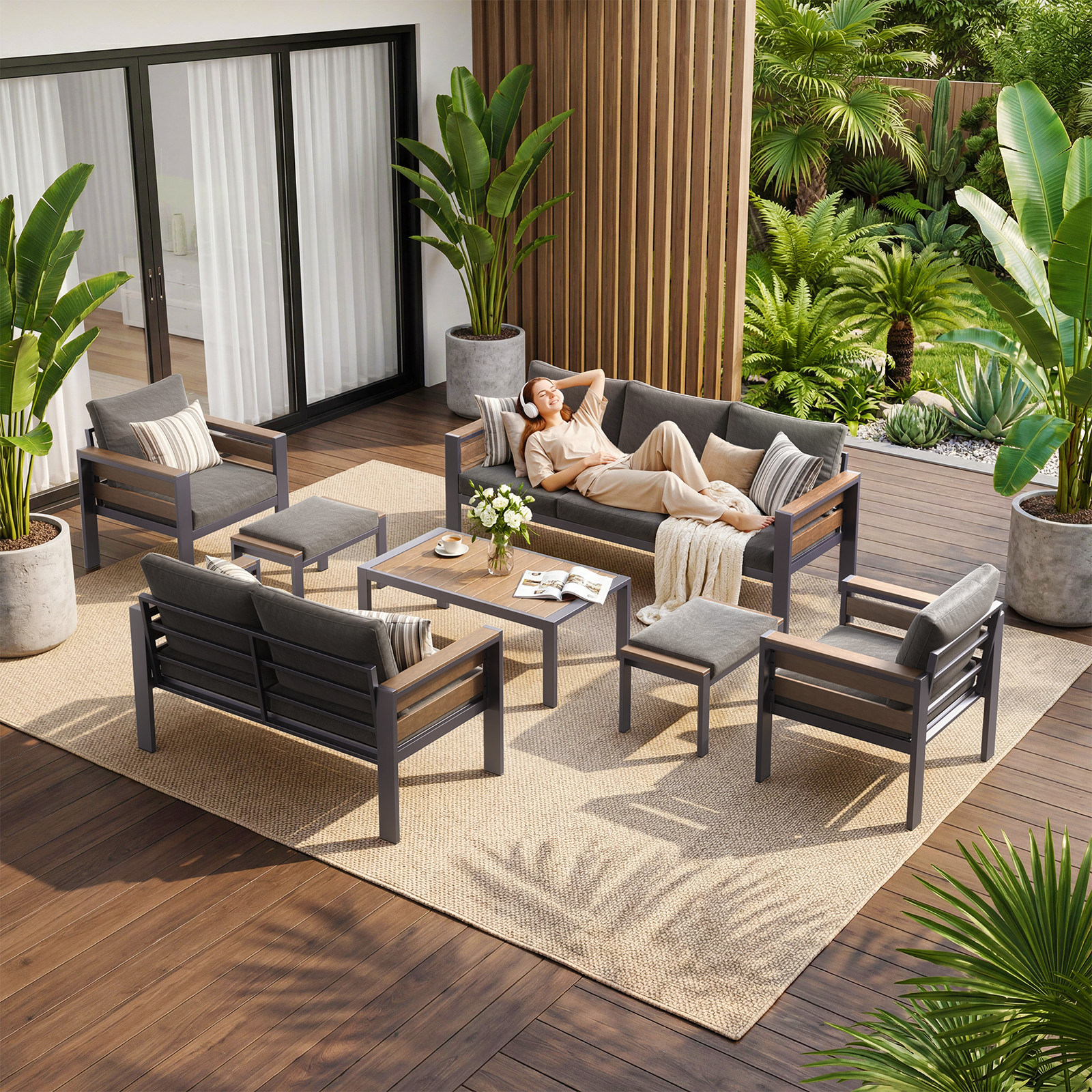 Aluminum Patio Furniture Set,Outdoor Metal Sofa for Patio Conversation Set