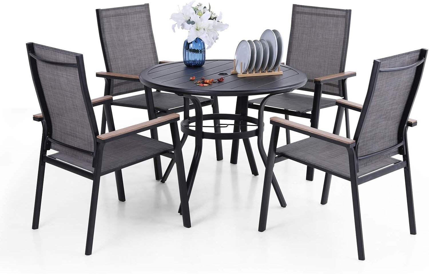 5 Pcs Outdoor Dining Set Patio Furniture Set Aluminum Lightweight Chairs & Table