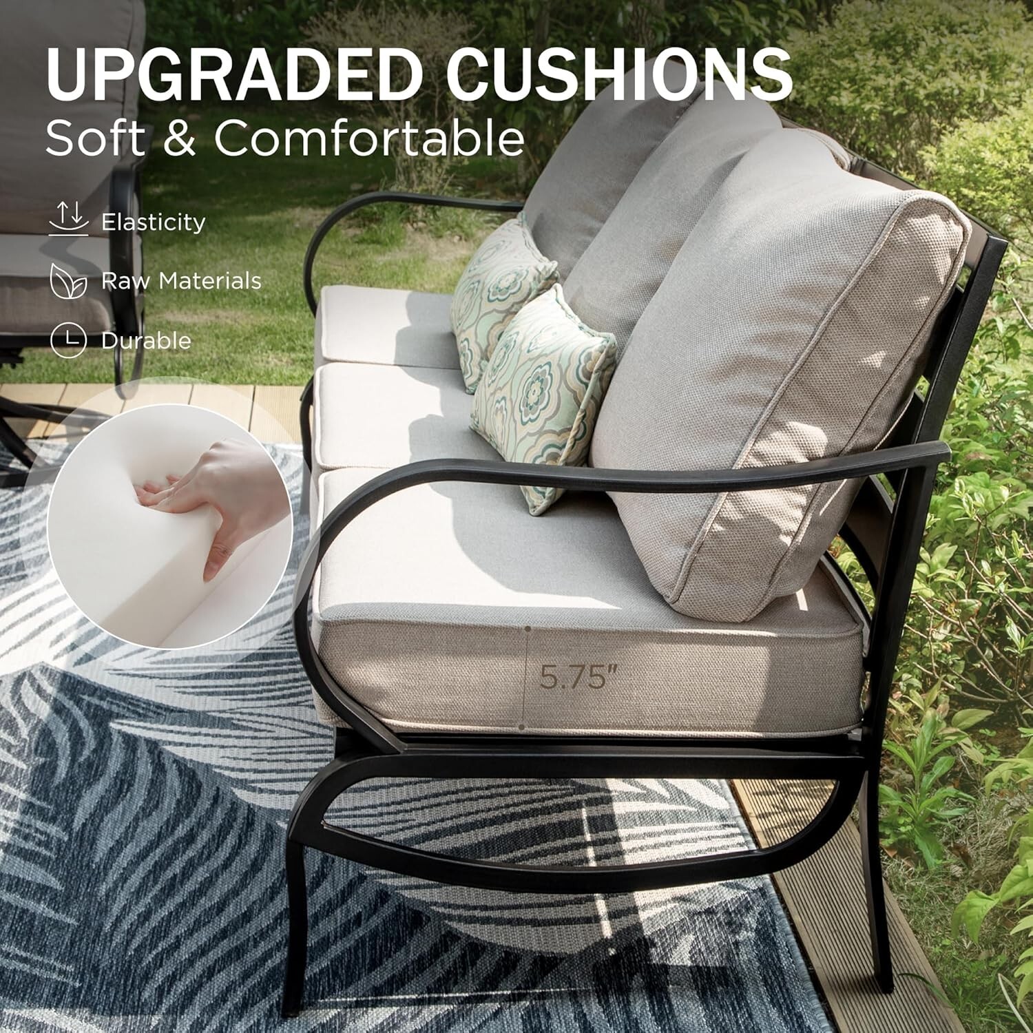 4 Piece Patio Furniture Set Outdoor Conversation Set for Lawn Garden Backyard