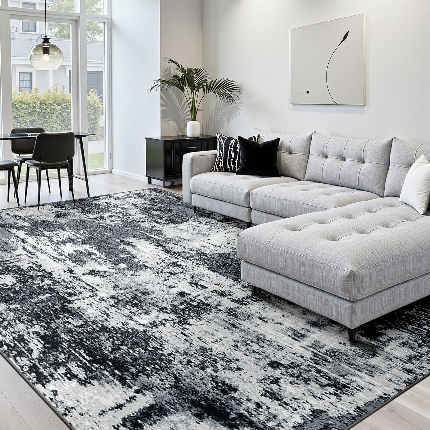 Washable Area Rugs 8’x10′ Non-Slip Modern Abstract Soft for Living