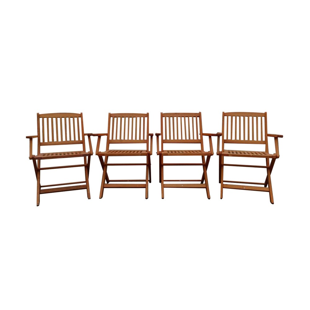 Foldable Patio Dining Set with 4 Chairs, Solid Teak Wood, Indoor Outdoor Use