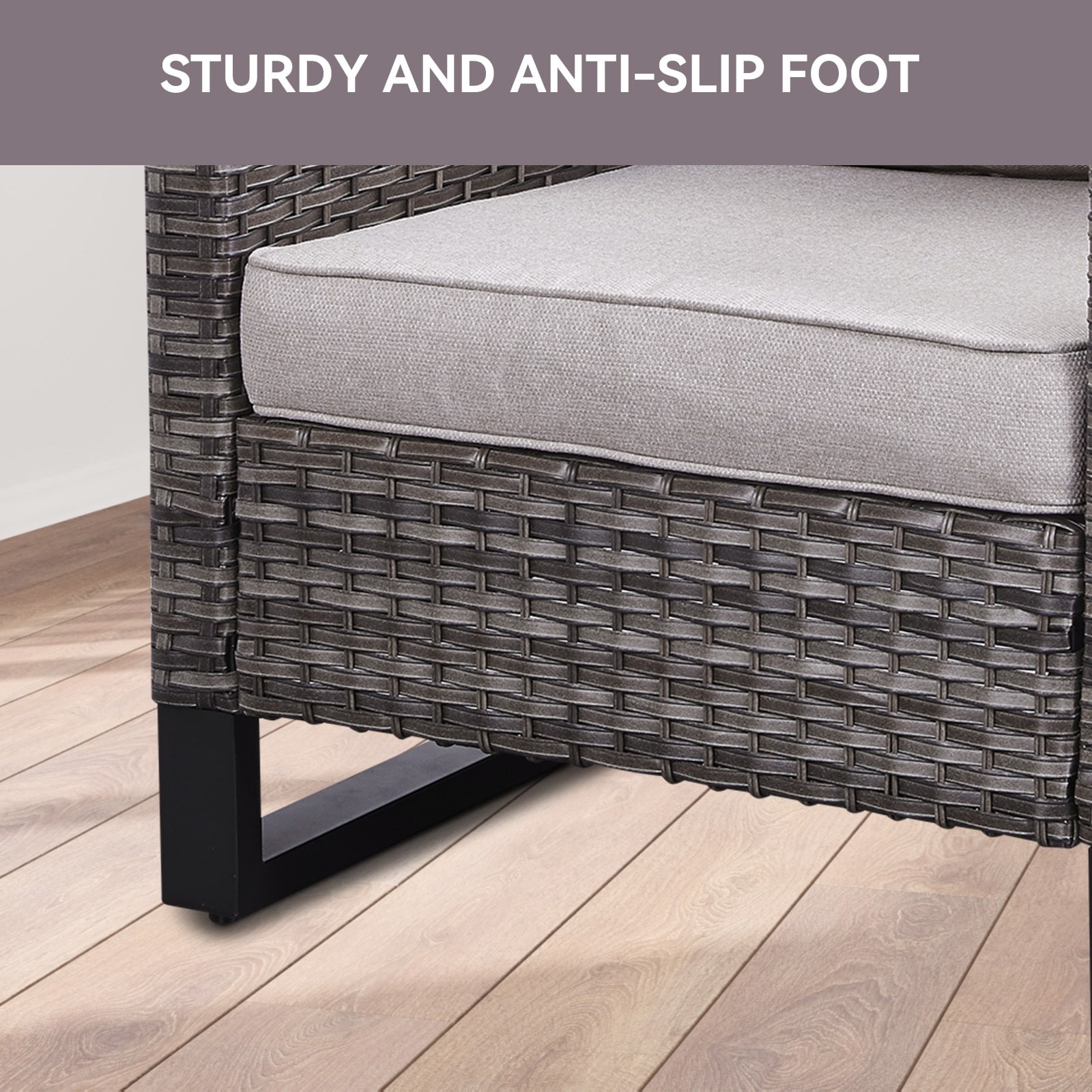 Outdoor 3-Seat Patio Wicker Sofa Grey – Grey