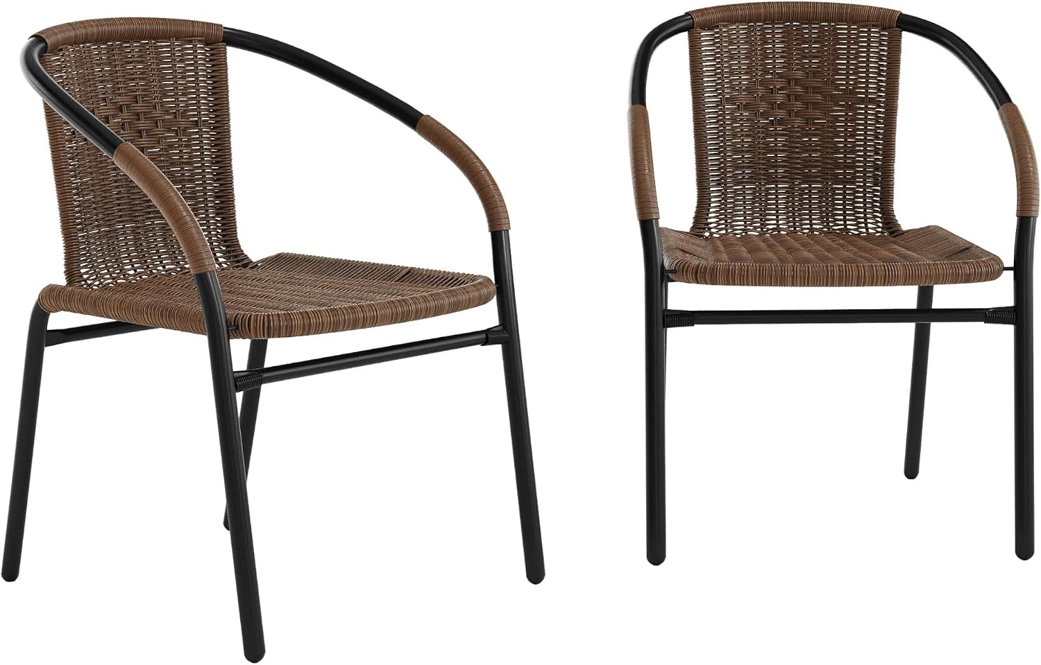 Lila Modern Rattan Indoor/Outdoor Stackable Dining Chairs, Stacking Rattan Bistr