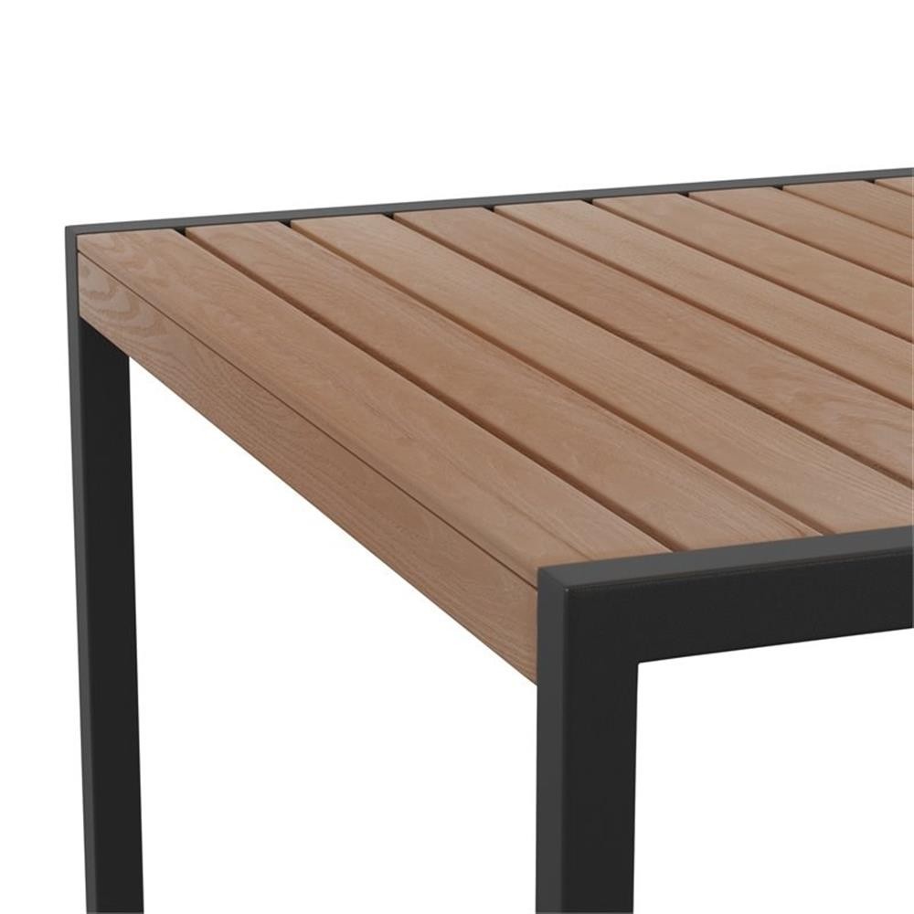 Flash Furniture 30″ All-Weather Wood and Steel Patio Dining Table in Brown