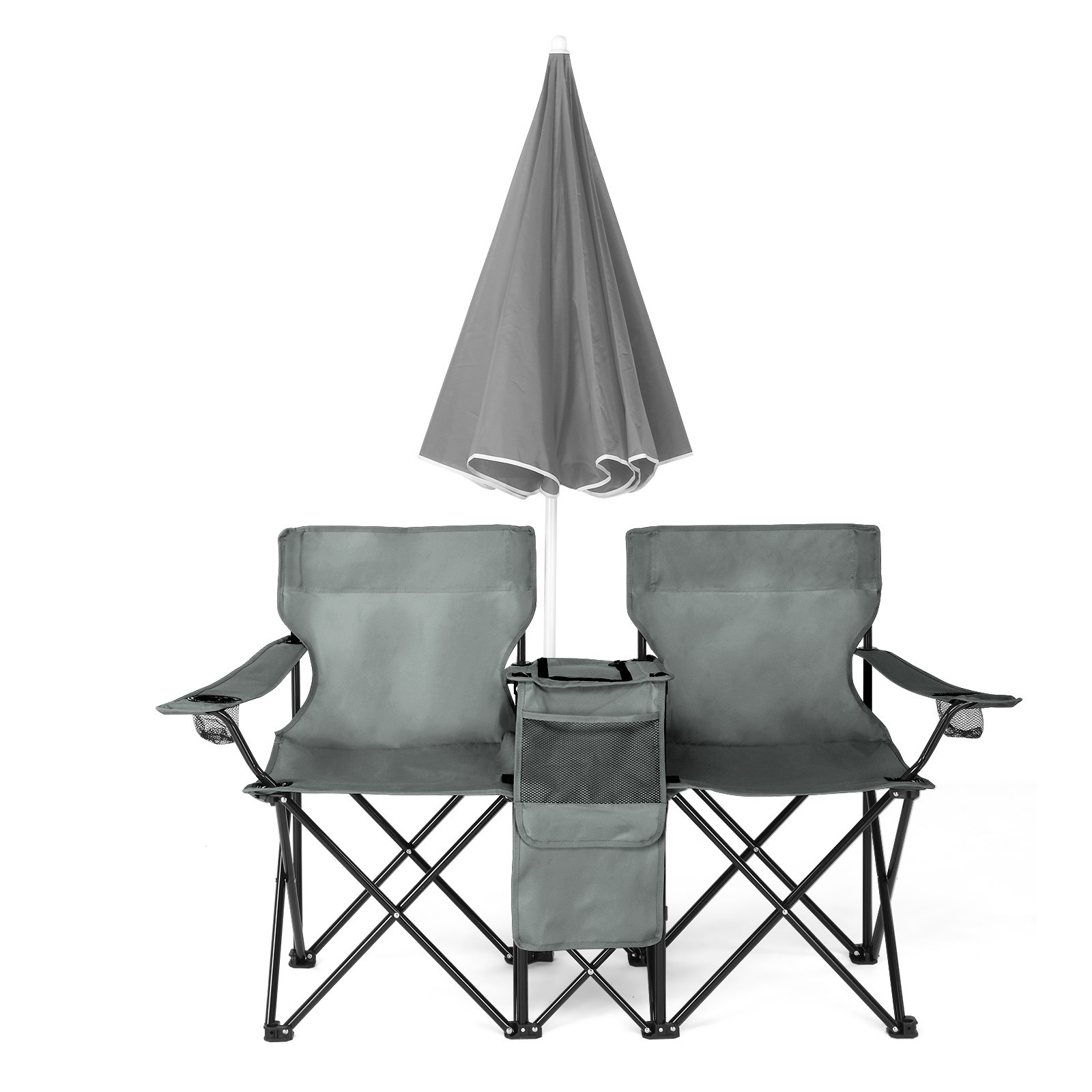 ❄️FREE SHIPPING!❄️2 Foldable Outdoor Chairs & Umbrellas 4 Camping or Tailgating!