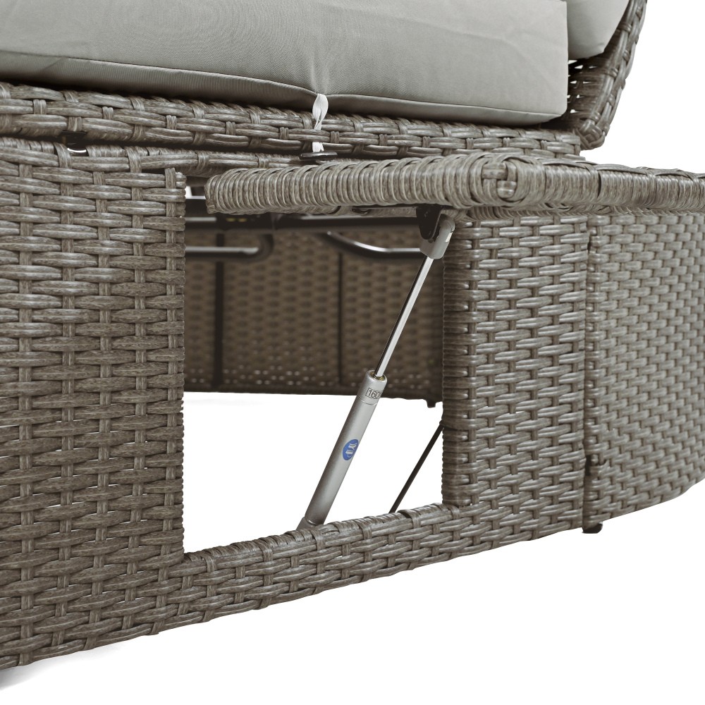 Outdoor Patio Daybed with Cushions, Adjustable Backrest for Lawn Poolside