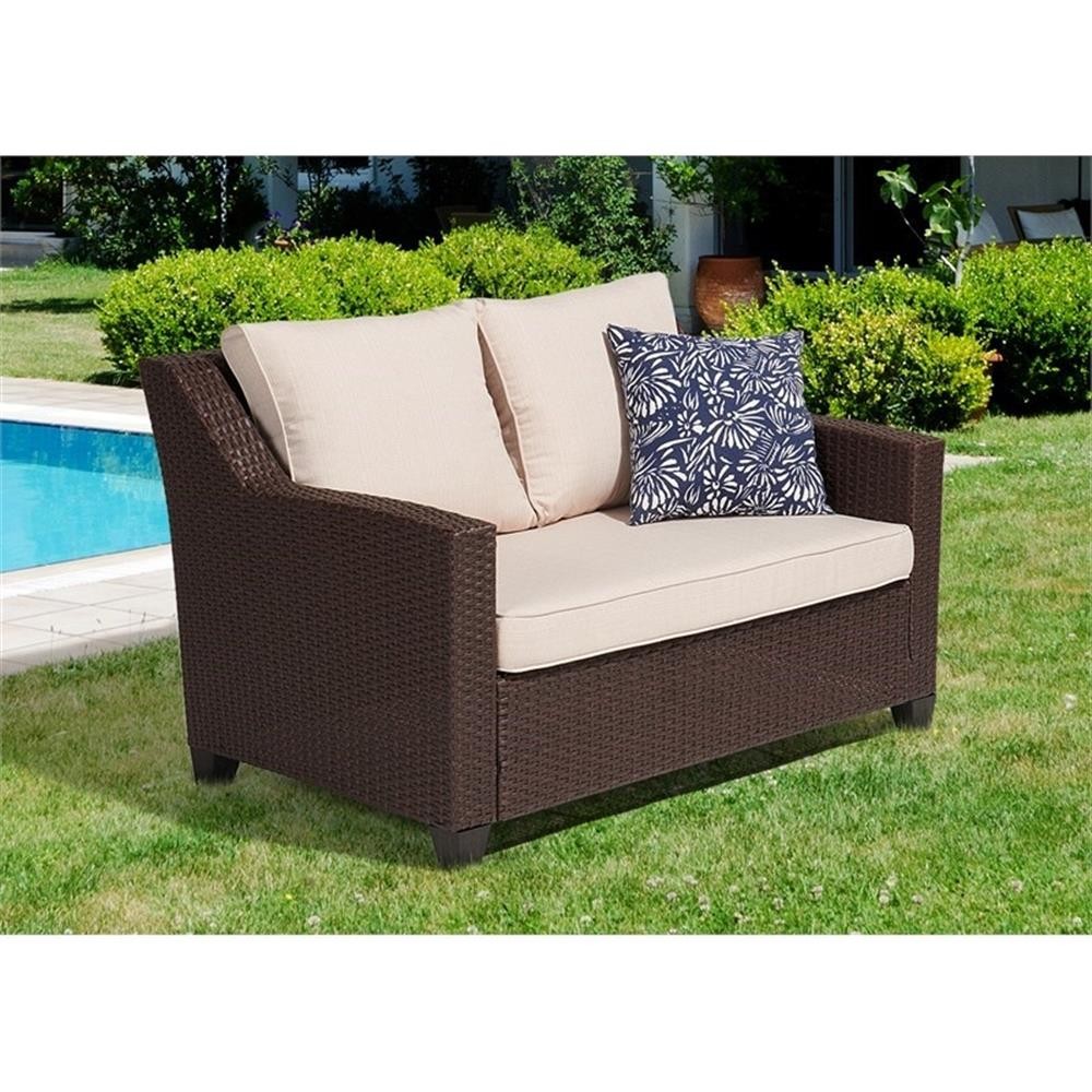 Caoimhe 4 PC Espresso Resin Wicker Conversation Set with Tan Cushion