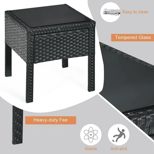 THREE PIECE PATIO FURNITURE SET. (One Single Table, Two Single Chairs)