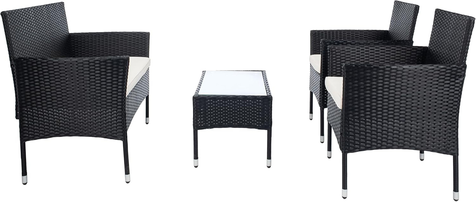 PAT7504A Collection Abdul Black and Beige 4-Piece Outdoor Living Patio Set