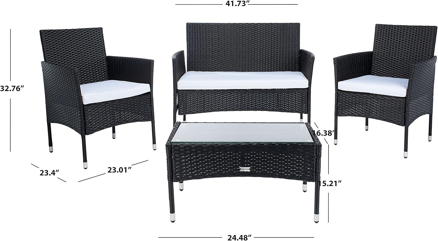 PAT7504A Collection Abdul Black and Beige 4-Piece Outdoor Living Patio Set
