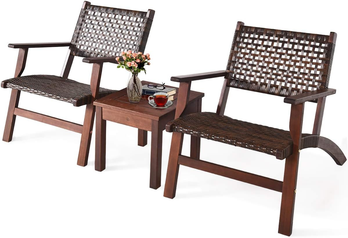 Chic 3-Piece Rattan Patio Set for Garden, Porch & Balcony Relaxation