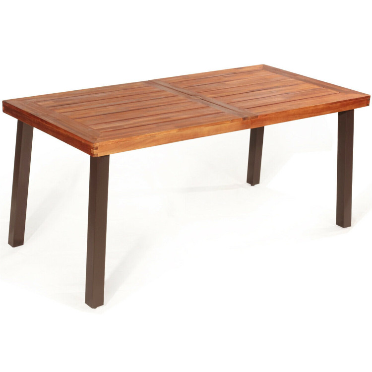 Patio Outdoor Garden Rectangle Furniture Dining Table w/Removable Umbrella Hole