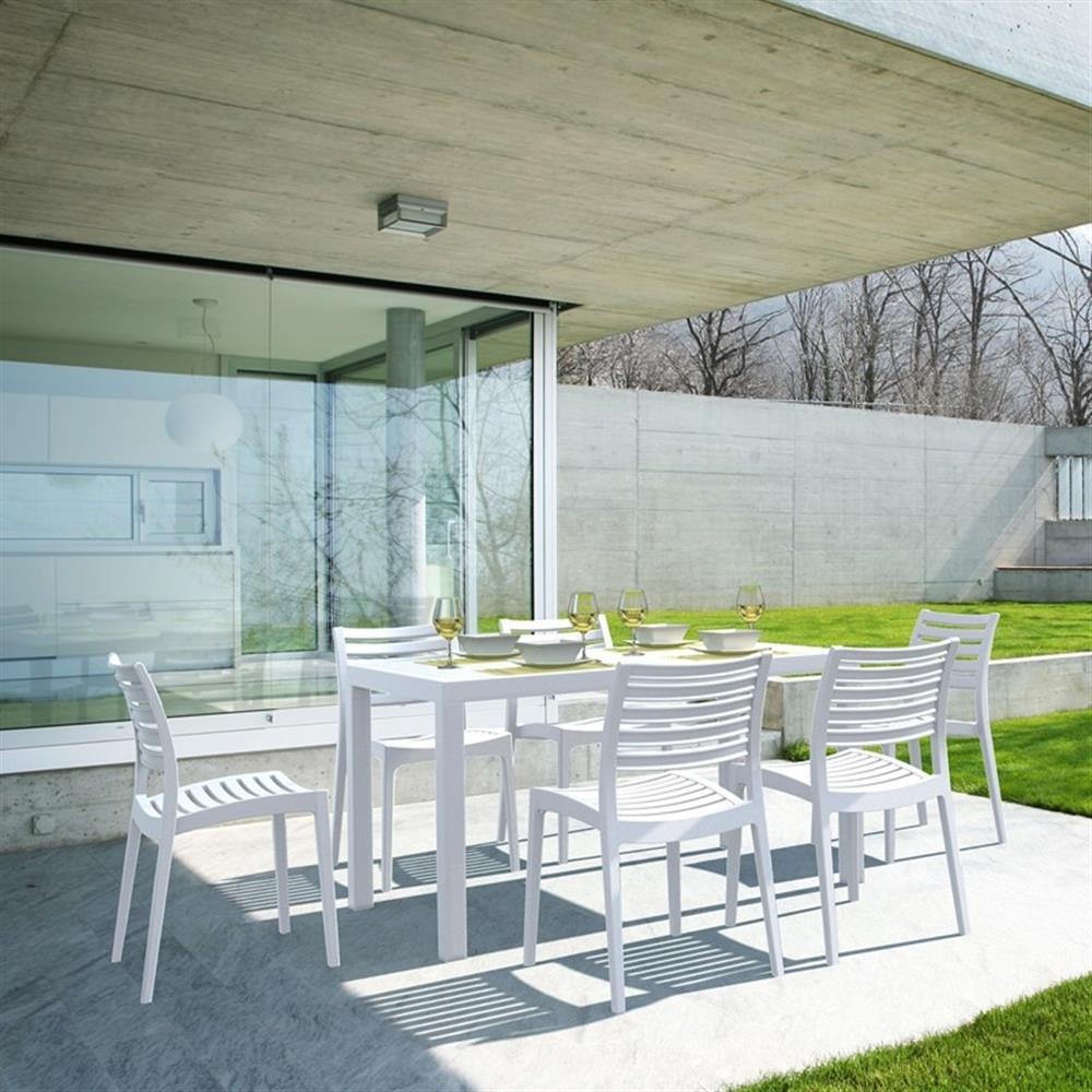 Compamia Ares 55″ Resin Patio Dining Table in White