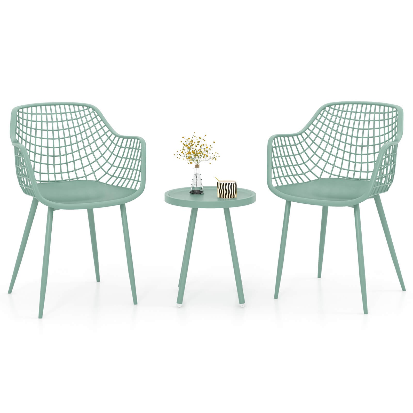 3 Piece Patio Bistro Set All Weather Heavy Duty Table and Chairs Set of 2