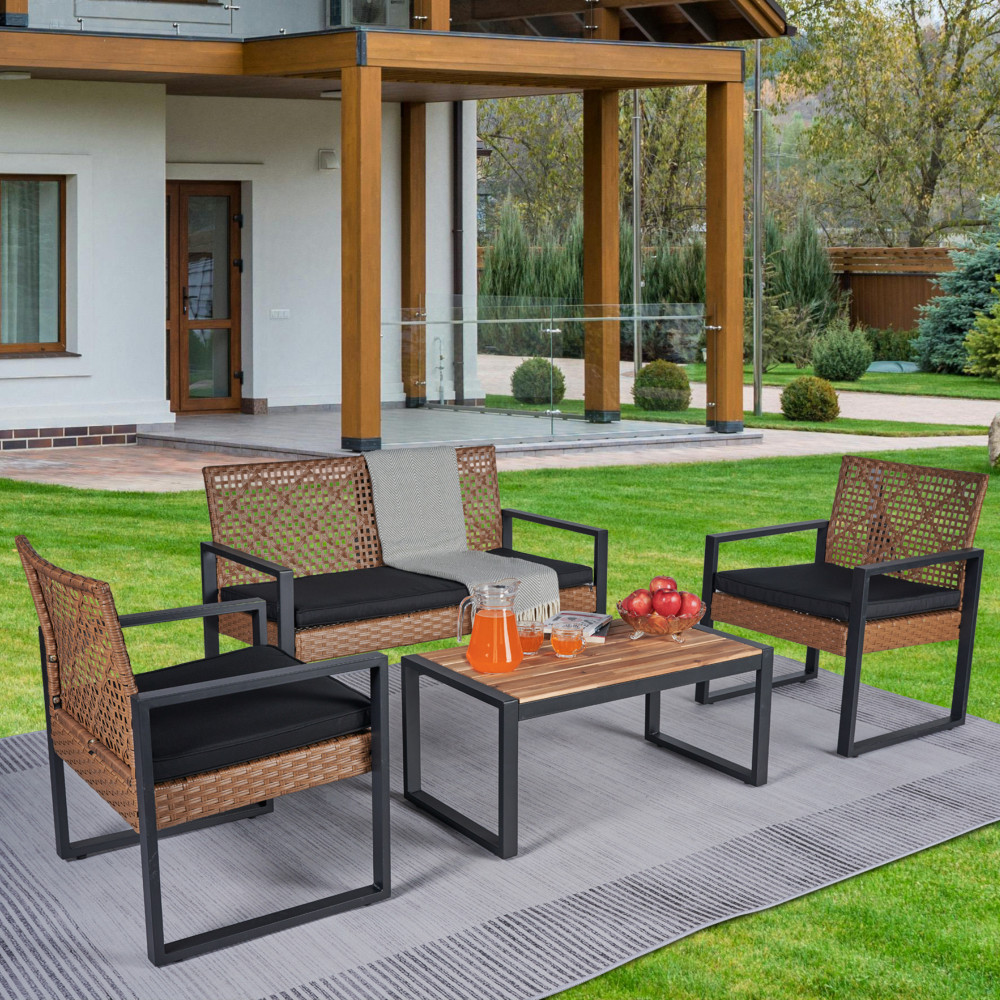 4-Piece Patio Furniture Set Sturdy Chairs and Natural Look Table