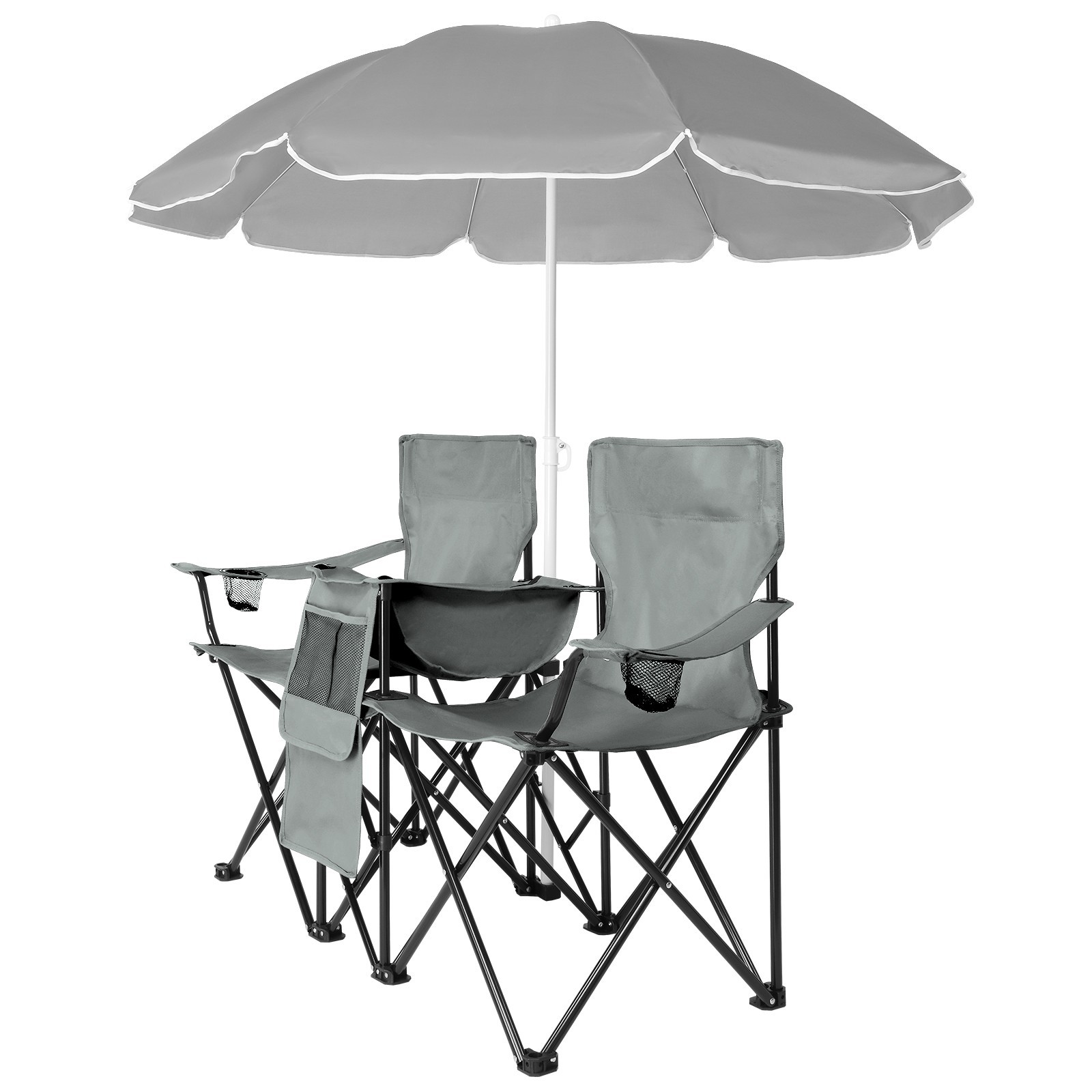 ❄️FREE SHIPPING!❄️2 Foldable Outdoor Chairs & Umbrellas 4 Camping or Tailgating!