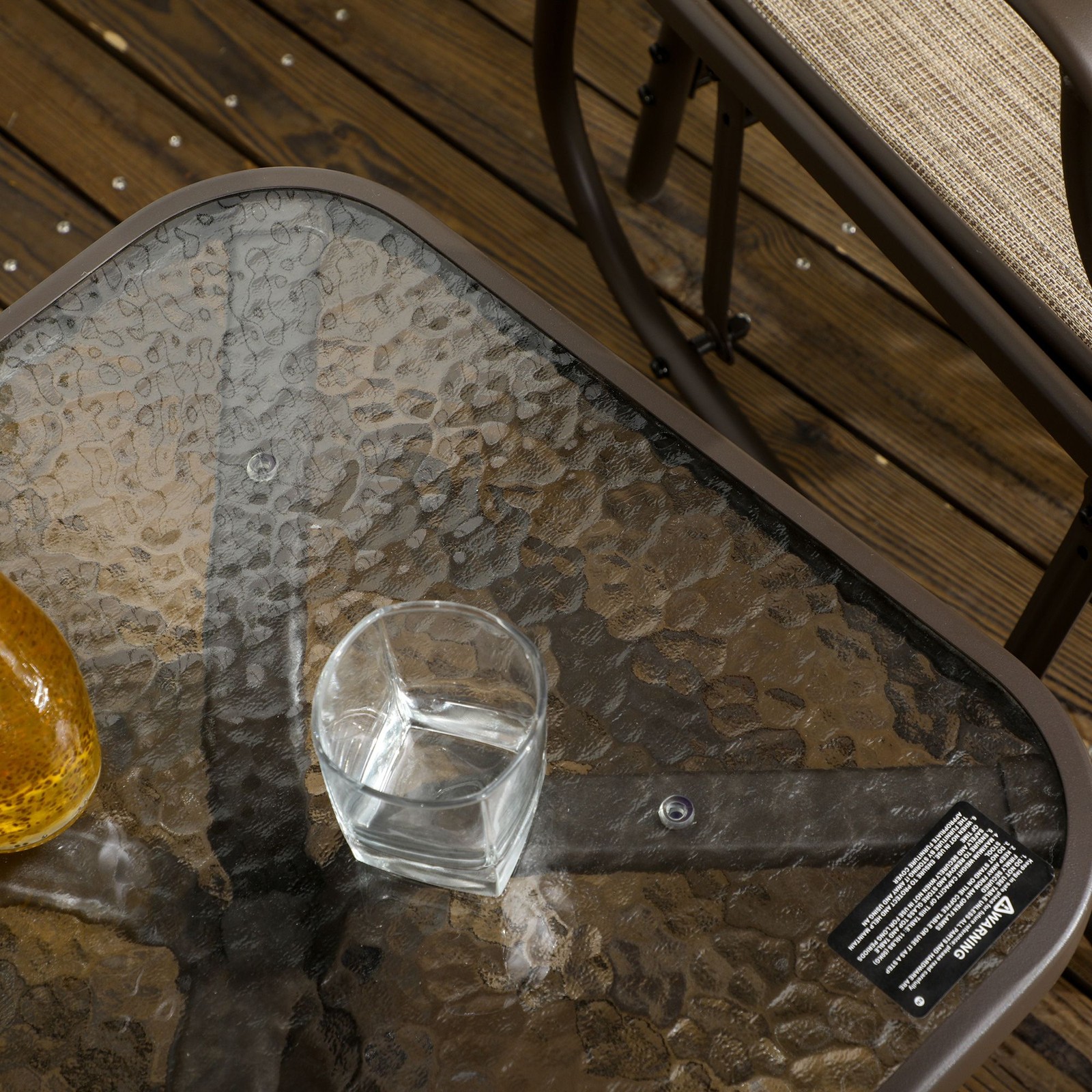 Outdoor Rocker Set: 2 High-Back Gliders & 19″H Glass Table, 352lb Capacity