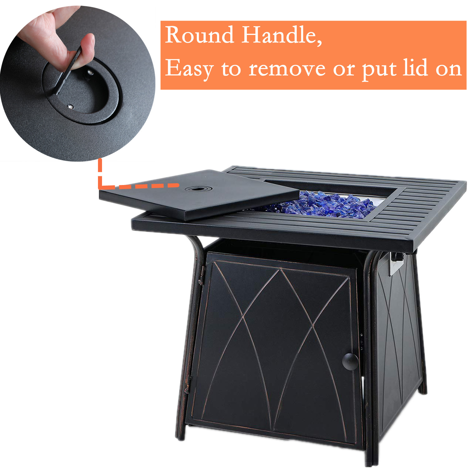 Propane Fire Pit Table Outdoor Gas Fire Pit Table Lid Sofa Chair Set Fireplace