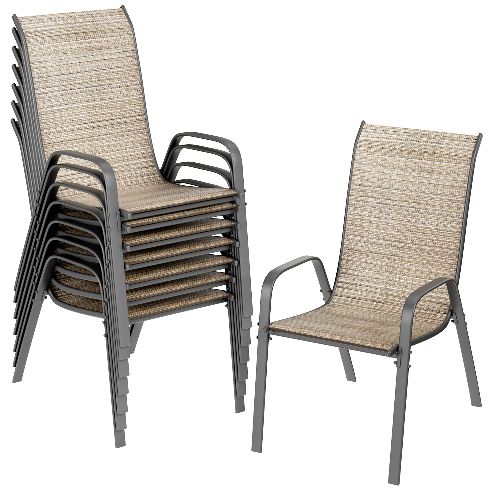 Outdoor Patio Dining Chairs Set of 8 for Porch, Backyard, Pool side, and Deck