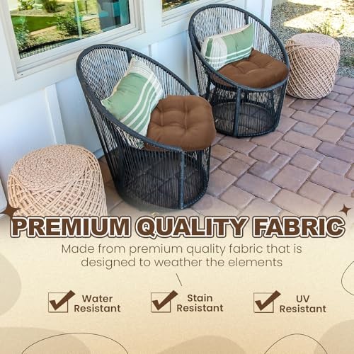 3 Pack Wicker Furniture Cushions Waterproof Outdoor/Indoor Tufted Wicker Brown