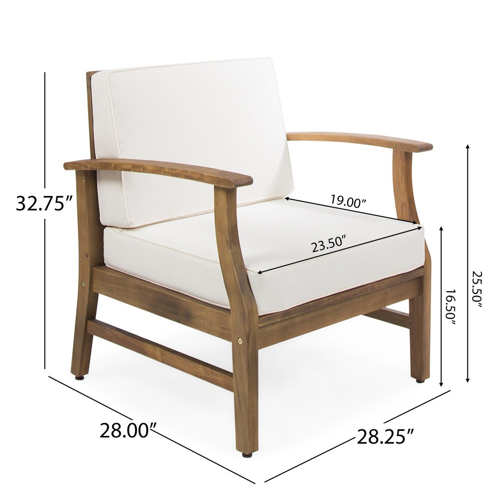 Acacia Wood Outdoor Indoor Club Chair 29″W – Slat Design Water-Resistant Classic