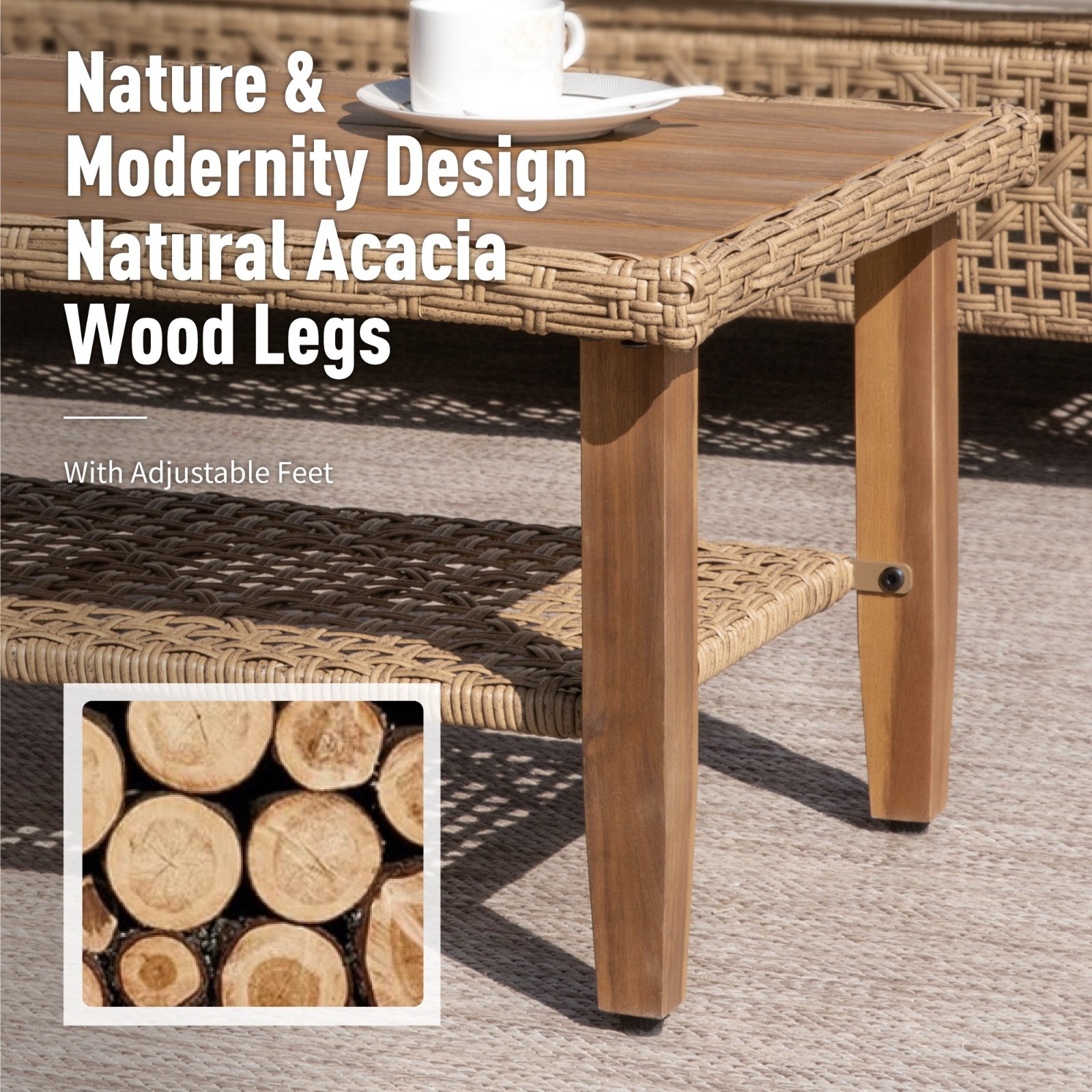 Outdoor Conversation Set Patio Furniture Set Wicker Rattan Sectional Sofa Table