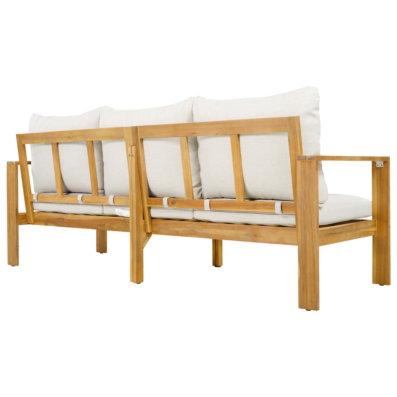 3Piece Acacia Wood Patio Furniture Set Outdoor Sectional Sofa Set W/Coffee Table