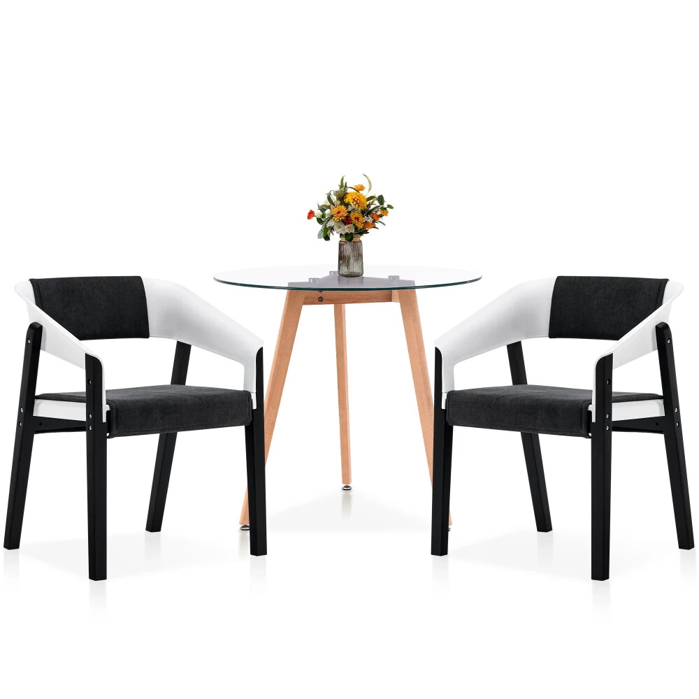 MCombo Outdoor Patio Dining Set with Glass Dining Table Plastic Dinner Chairs