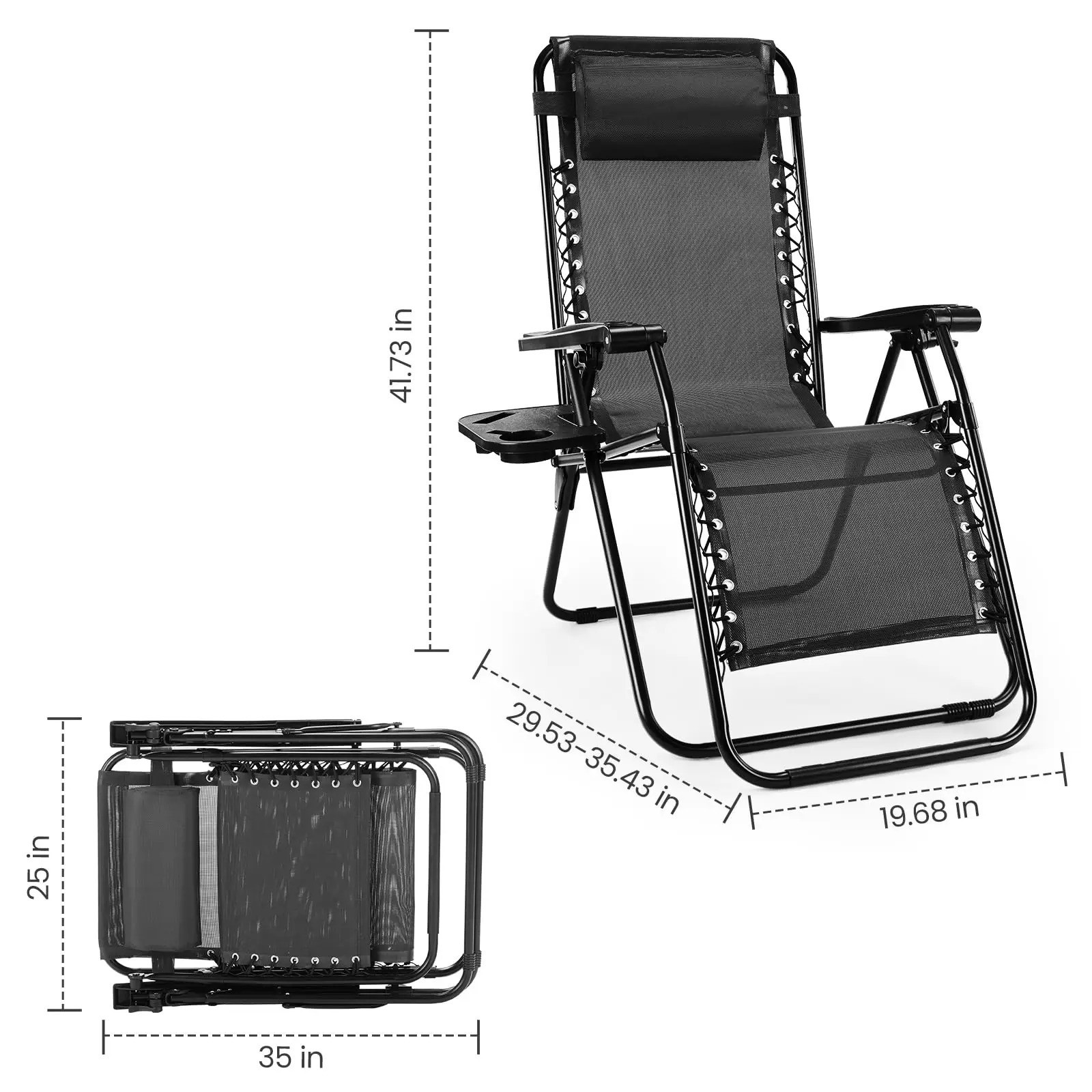 Set of 2 Zero Gravity Chair Folding Outdoor Patio Lounge Recliner Beach Camping