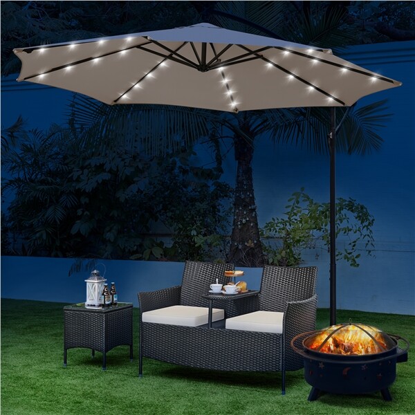 2 Seater Patio Loveseat PE Rattan Wicker Furniture Set with Side Table Outdoor