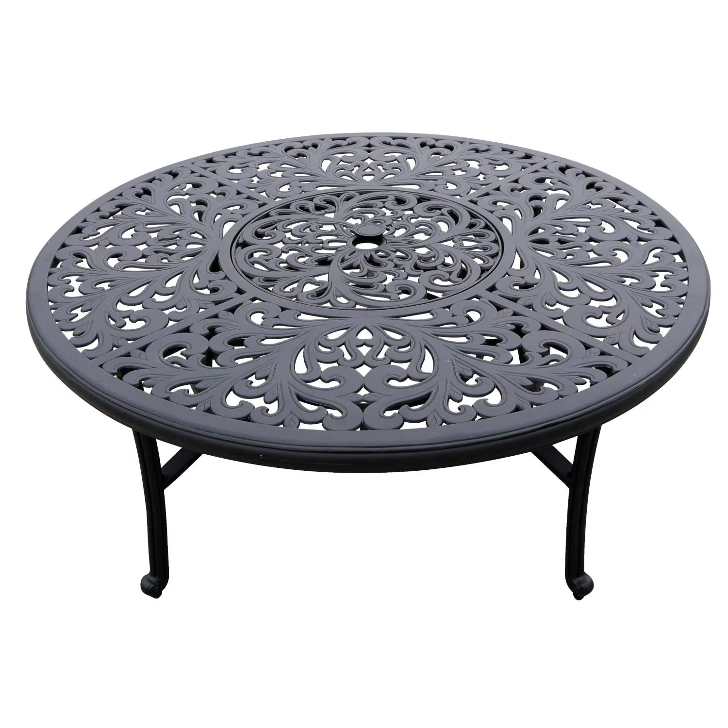 Santa Monica 5 Pc Cast Aluminum Fire Pit Seating Set 52 Inch Series 80 Table