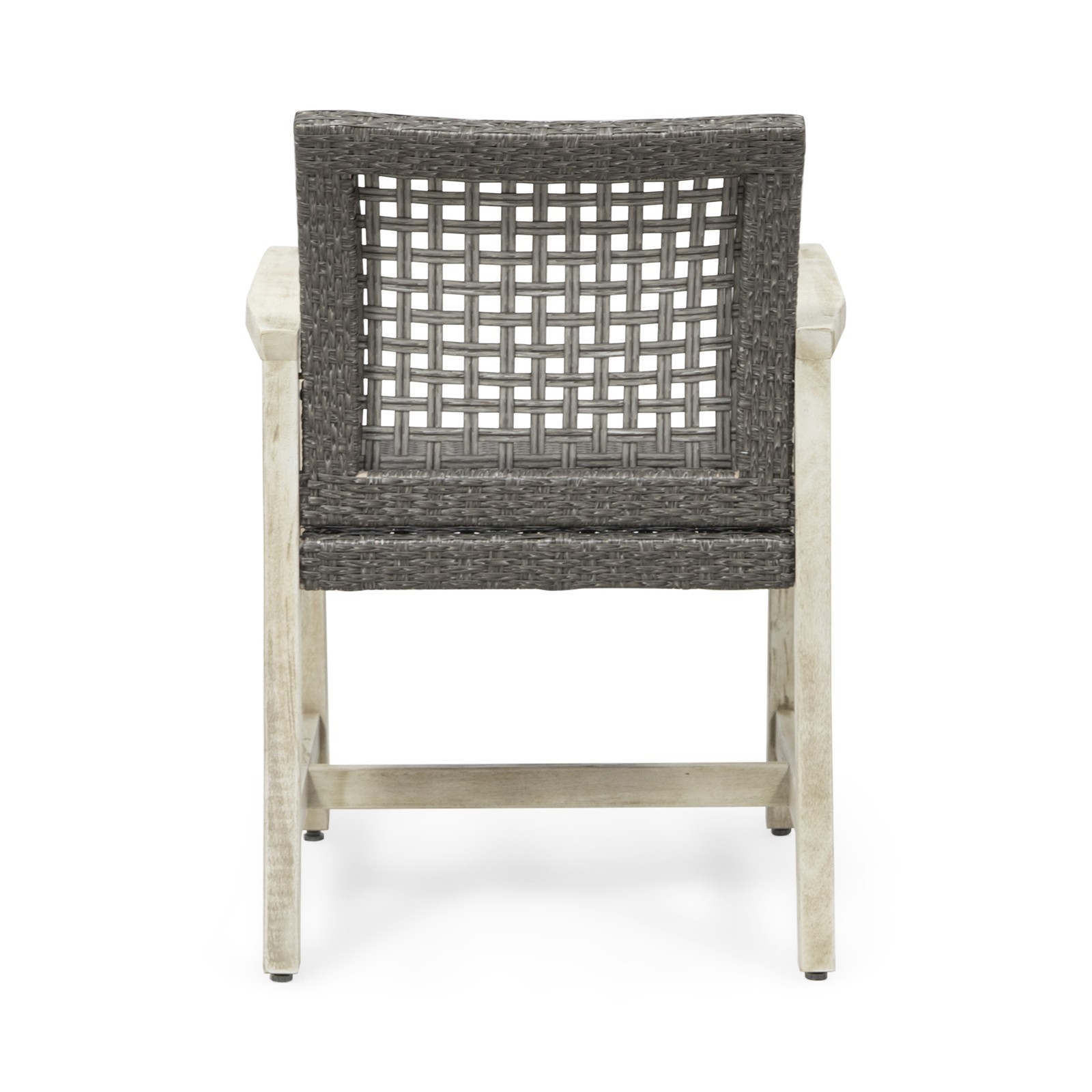 Set of 2 Wood and Wicker Dining Chairs, Natural Weave Side Chairs