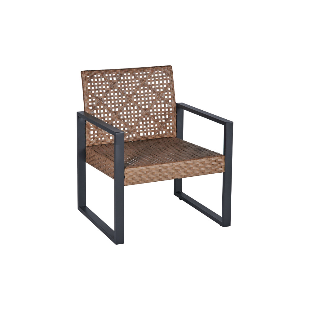 Patio Furniture Set Acacia Wood Table Top Morden Black & Light Brown