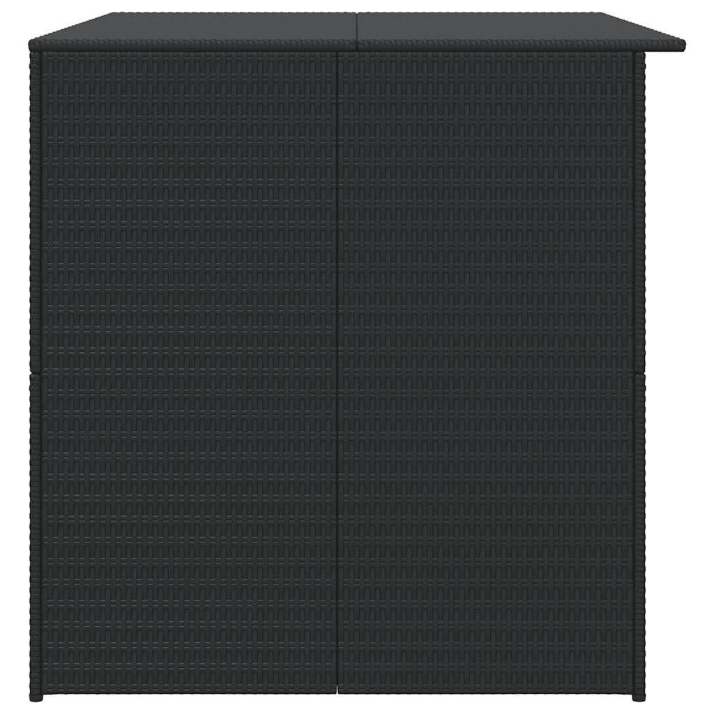vidaXL Outdoor Patio Storage Box, Weather- Black Poly Rattan Chest, with Inbuilt