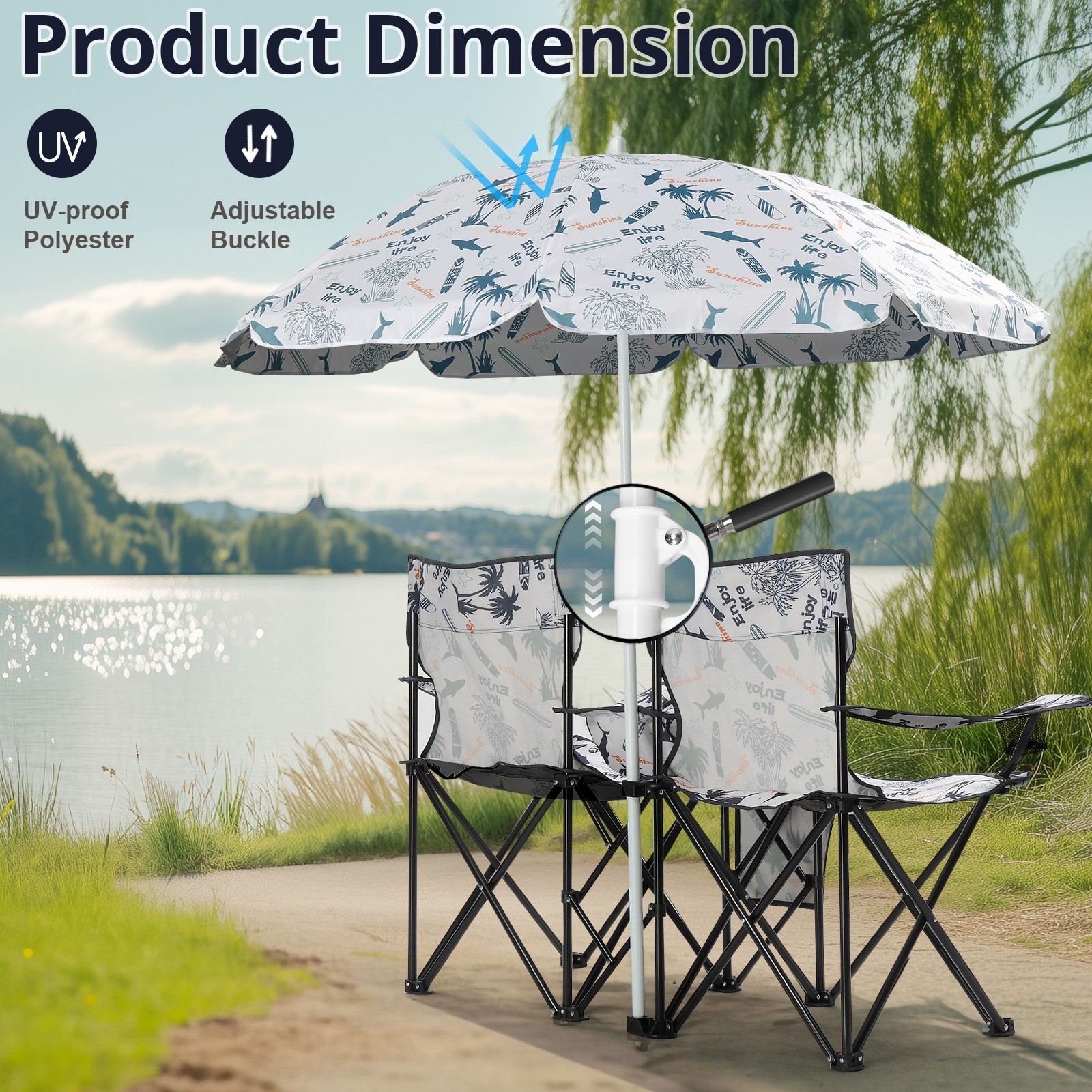 ❄️FREE SHIPPING!❄️2 Foldable Outdoor Chairs & Umbrellas 4 Camping or Tailgating!