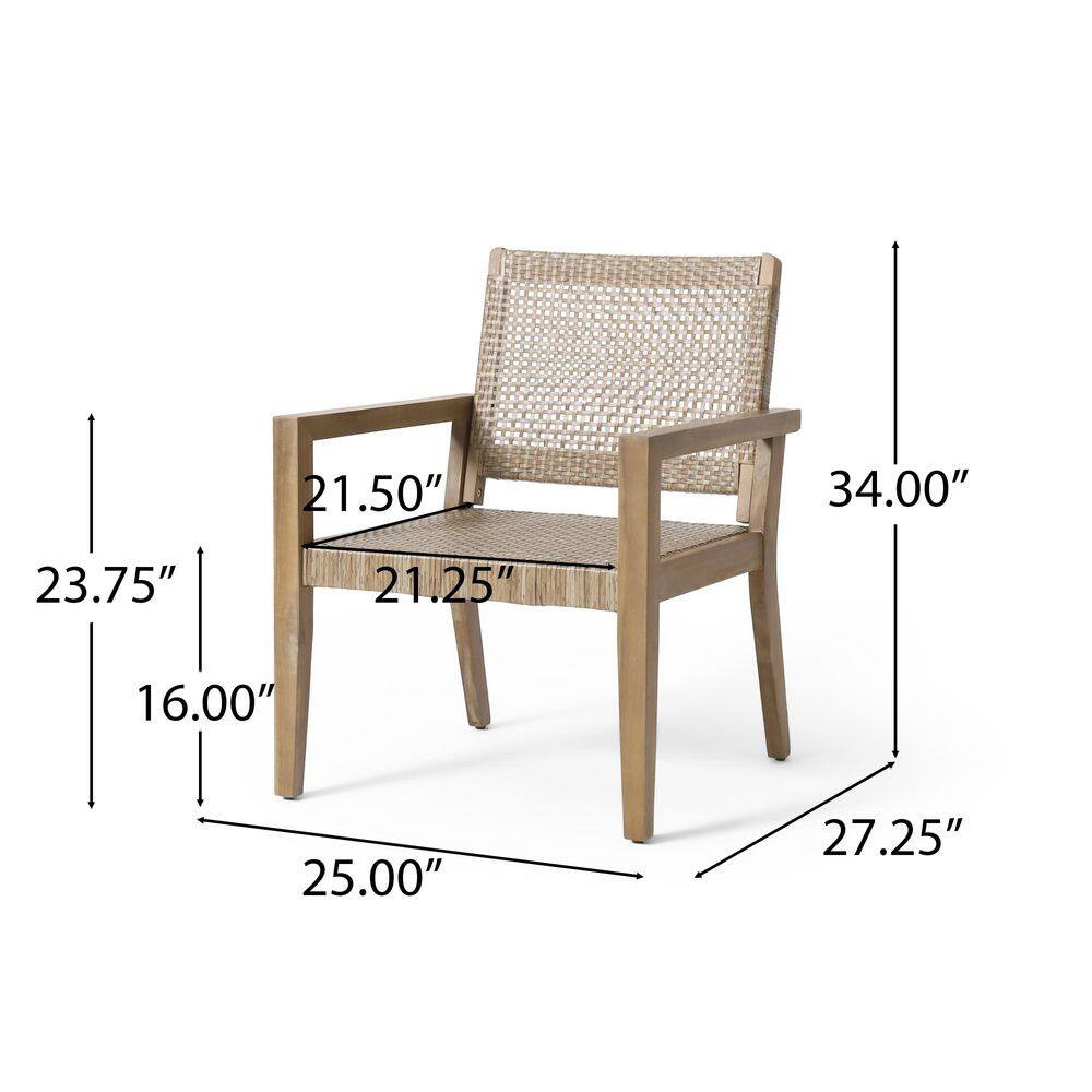 Outdoor Wicker for Acacia Wood Club Chairs (2-Piece)