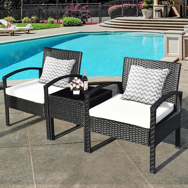 THREE PIECE PATIO FURNITURE SET. (One Single Table, Two Single Chairs)