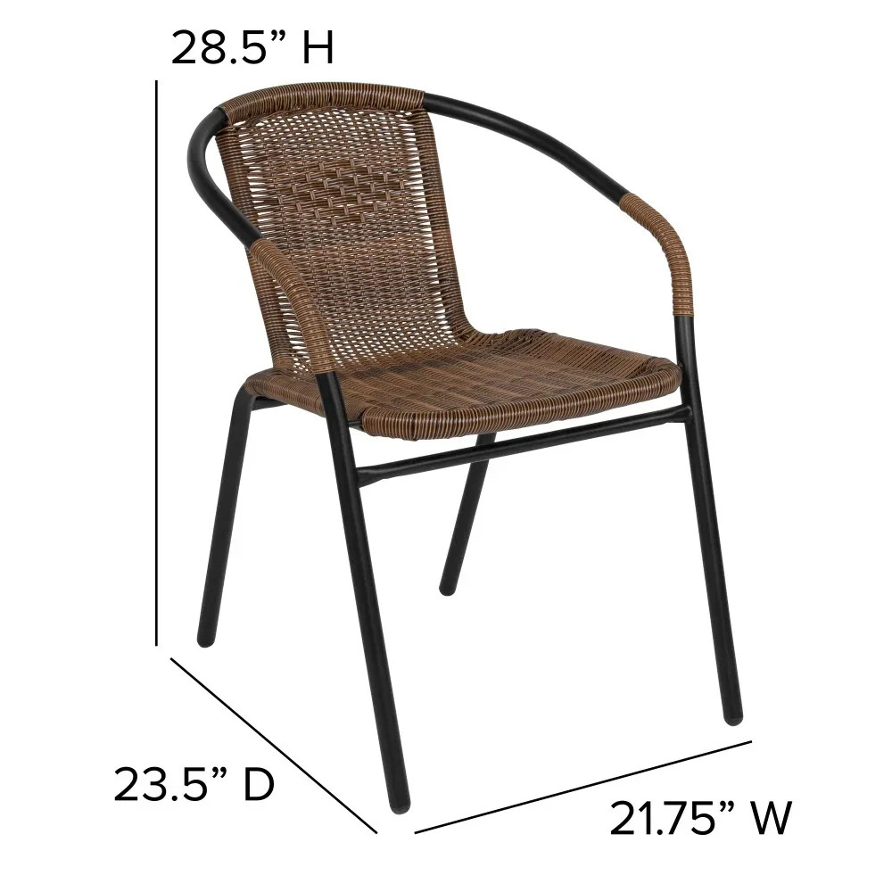 Stackable Patio Chairs Set 2 Outdoor Dining Porch Garden Brown Rattan Bistro New