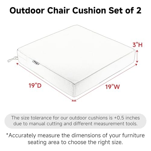 Patio Chair Cushionsch Waterproof Outdoor Seat Cushions 19 x 19 x 3 In Beige