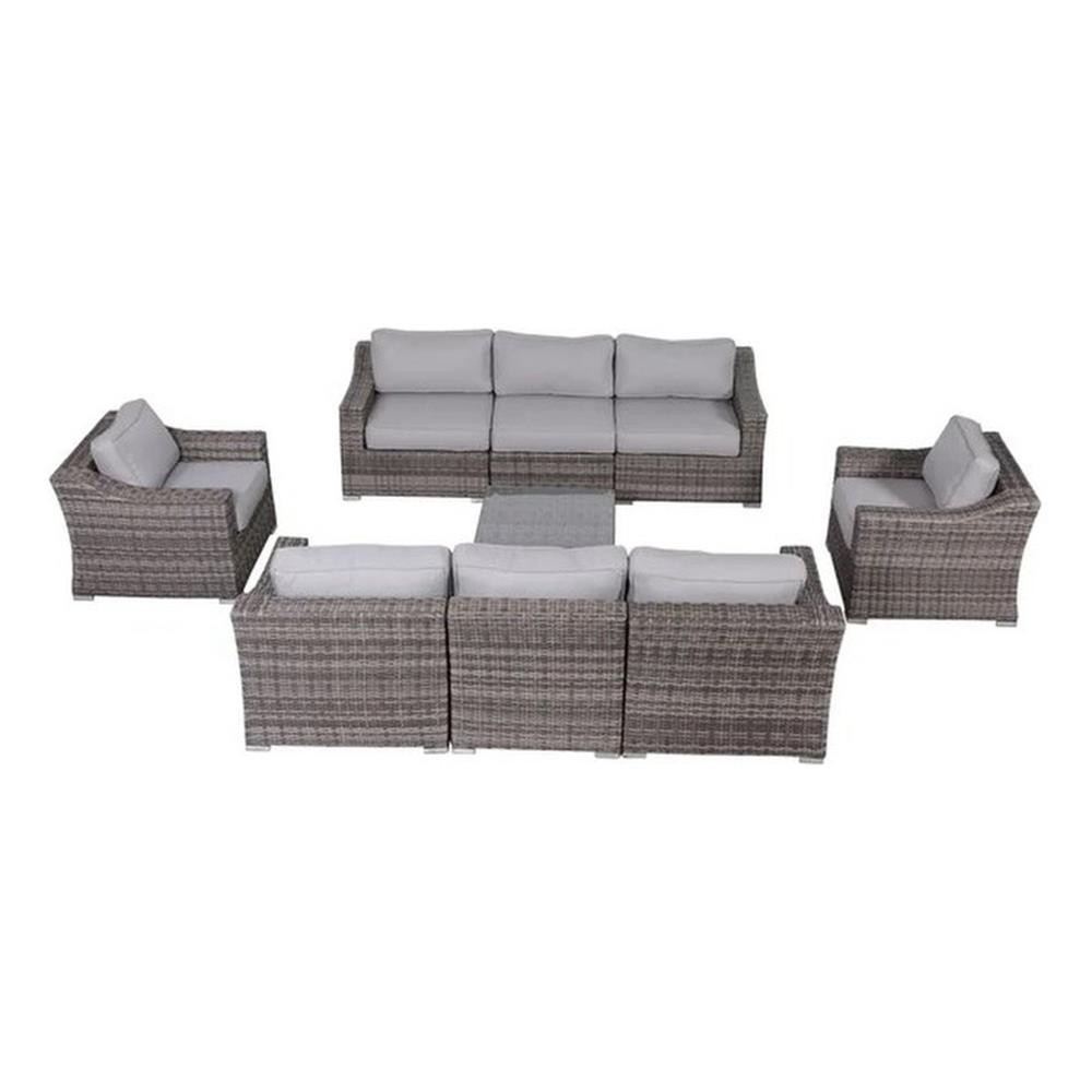 Living Source High-Density Polyethylene Wicker 8 Person Seating Group Cushions