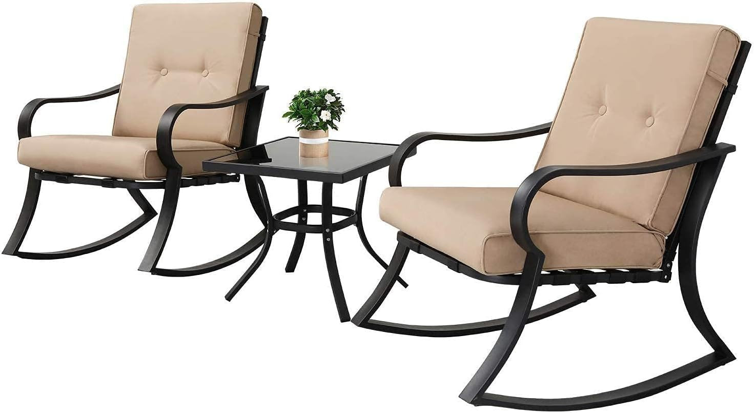 Oakcloud Oakmont Outdoor Furniture 3 Piece Conversation Bistro Set Rocking Chair