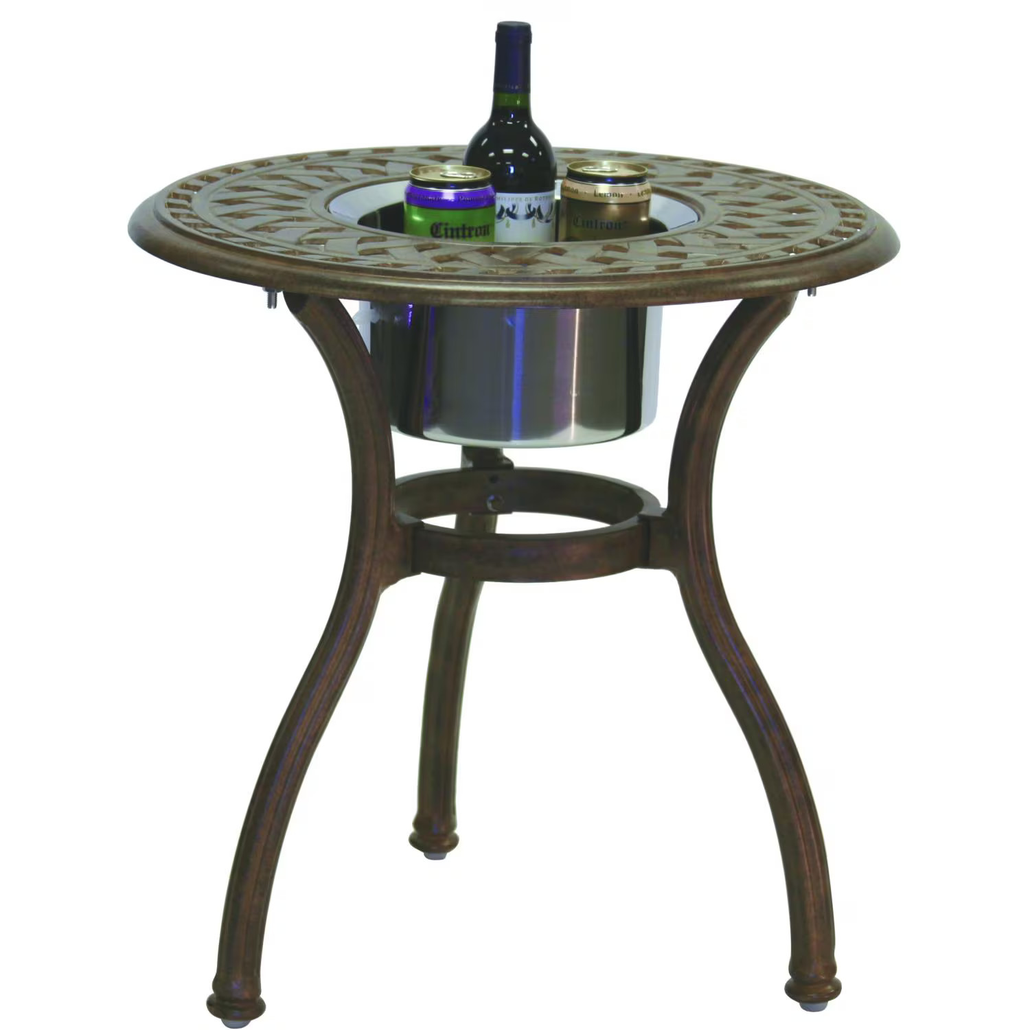 Victoria 3 Pc Resin Wicker Bistro Set 24 Inch Series 60 Ice Bucket End Table &