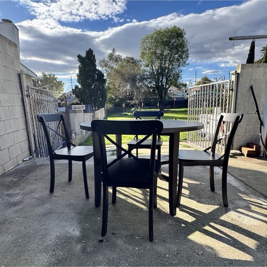 Black Round Wood Dining Set, Five-Piece Table & 4 Chairs, Seats Up to 4 Adults