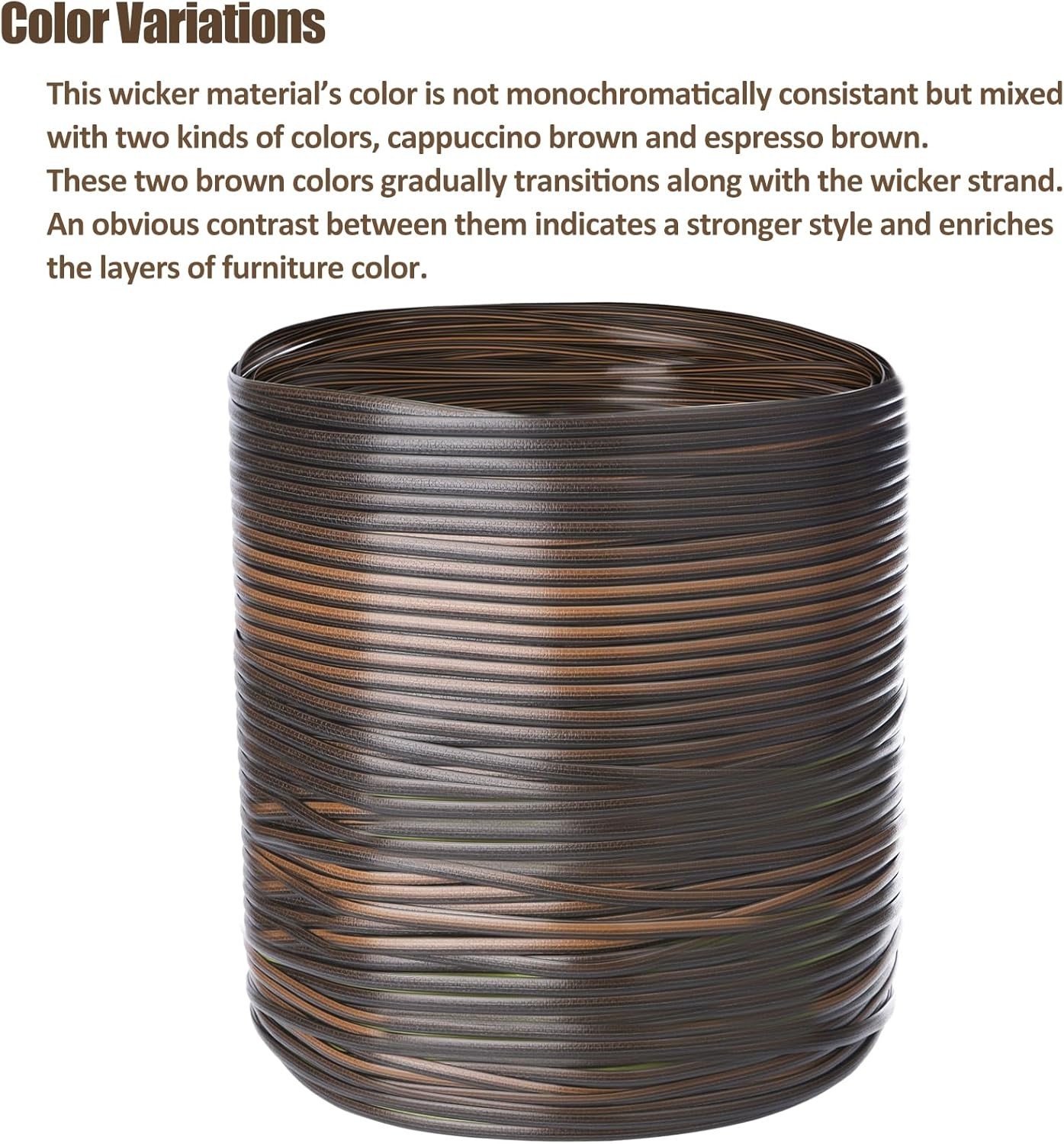 120 Ft Wicker Repair Kit, Plastic Wicker Repair Supplies, Gradient Dark Brown…