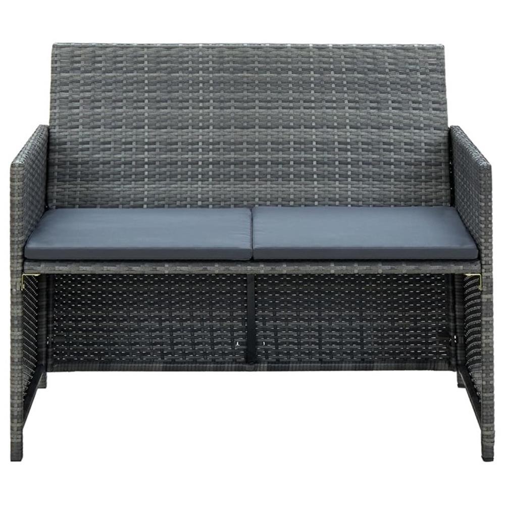 Bowery Hill Contemporary 2-Seater PE Rattan Lightweight Sofa in Gray